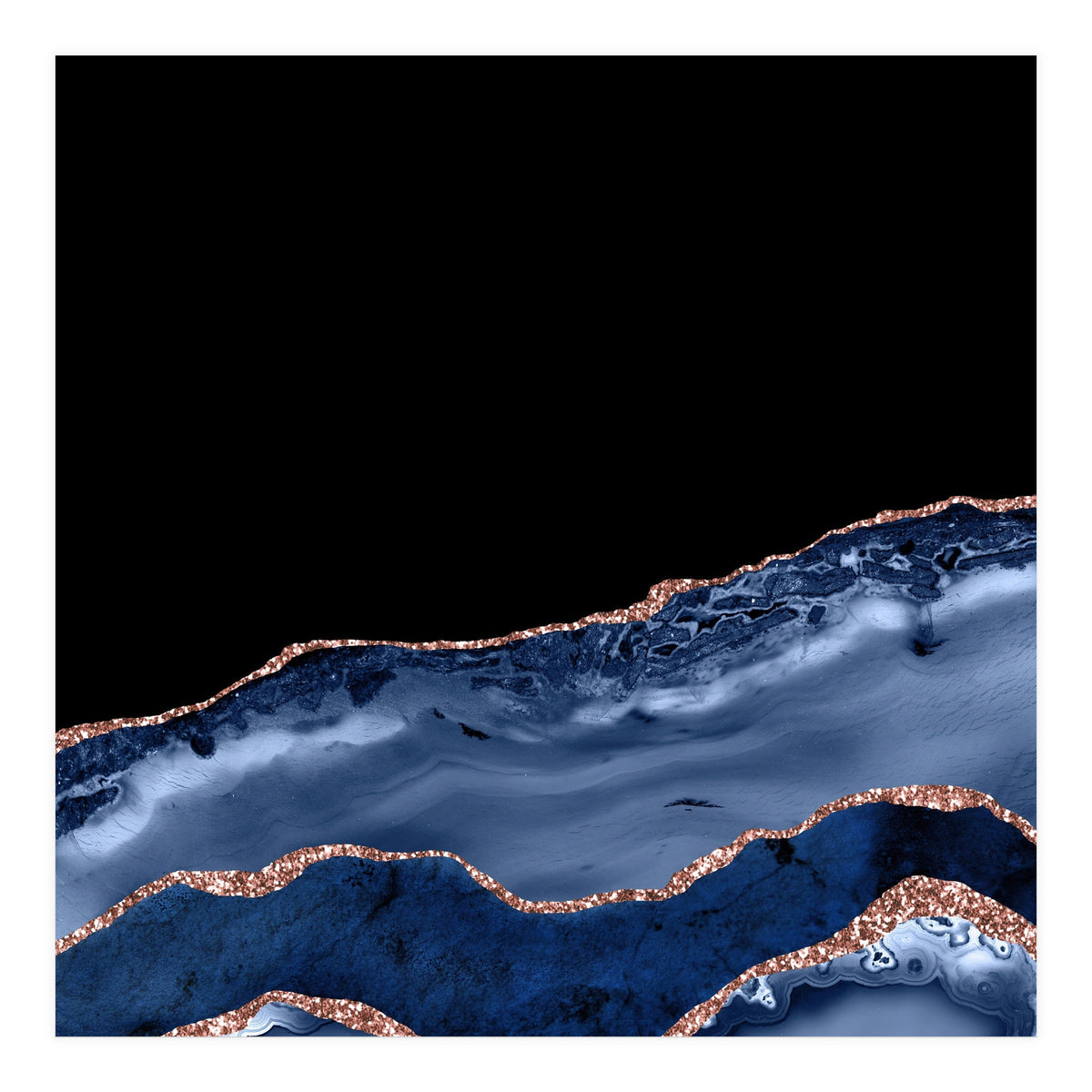 Navy & Rose Gold Agate Texture 17  (Print Only)