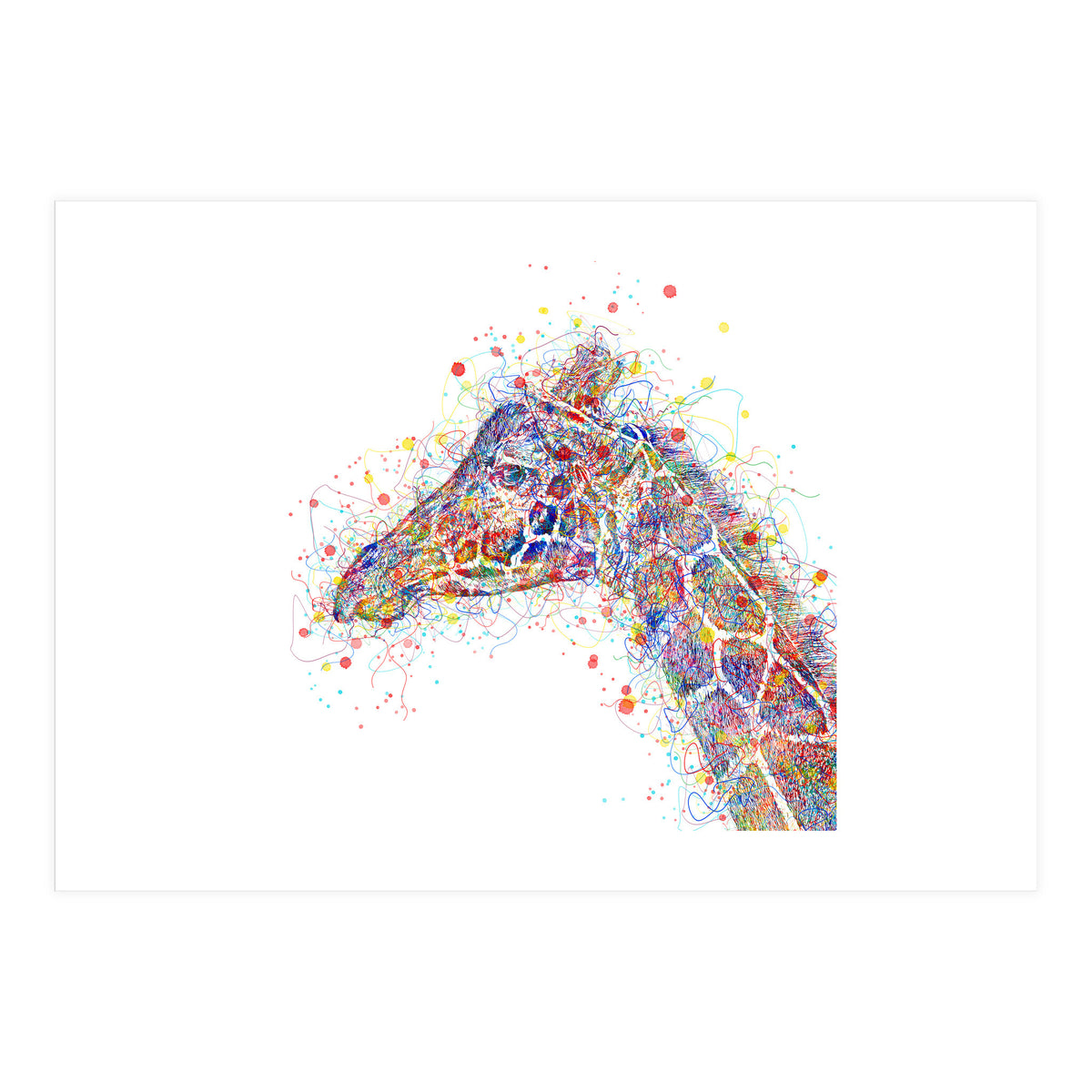 giraffe watercolor lines (Print Only)