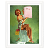 Pinup Girl Posing With Her Big Diary Book thumbnail