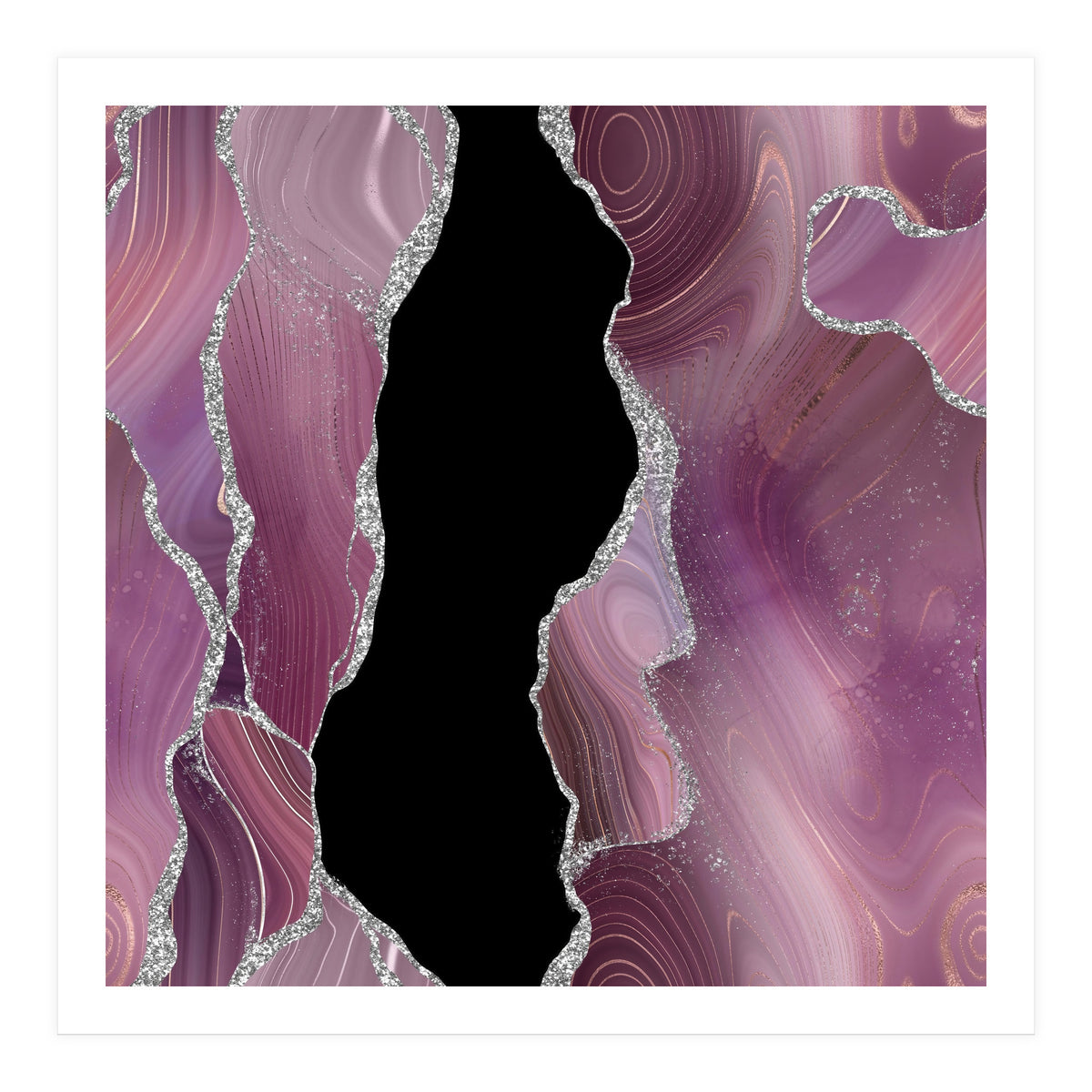 Mauve & Silver Agate Texture 01  (Print Only)
