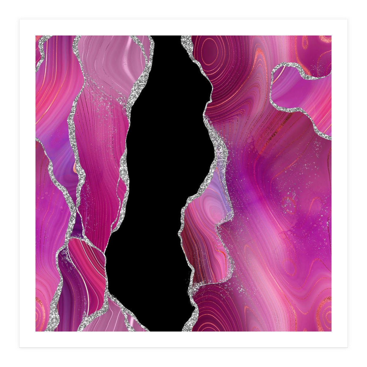 Magenta & Silver Agate Texture 01  (Print Only)