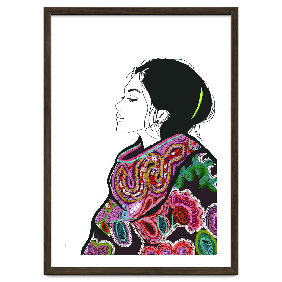 Embroidery Realistic Digital Embroidery Fashion Illustration Art Print Viddy Pop Studio Mood Room