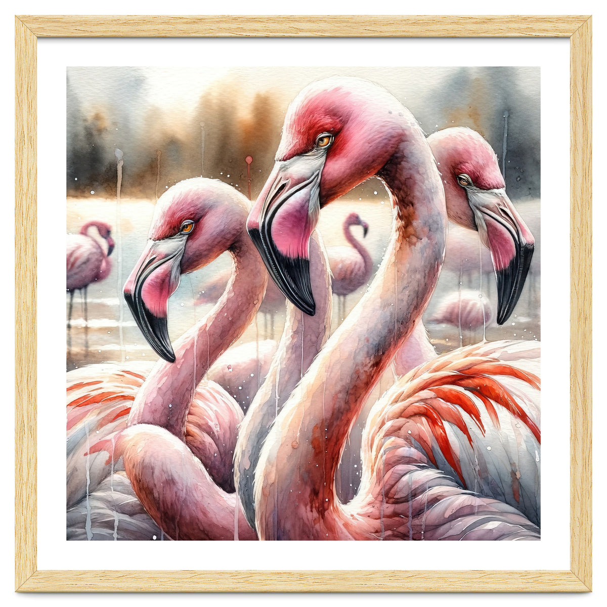 Watercolor Flamingos