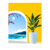 A Peek Ahead, Travel Ocean Beach Sea Tropical, Architecture Arch Boat Summer, Bougainvillea Eclectic Bohemian (Print Only) thumbnail