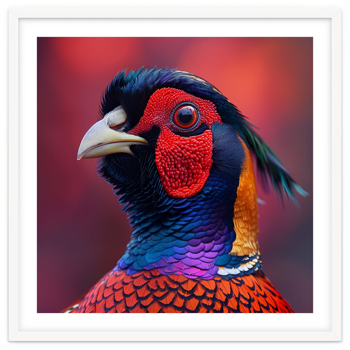 Close Up Pheasant Bird Head Detailed Feathers
