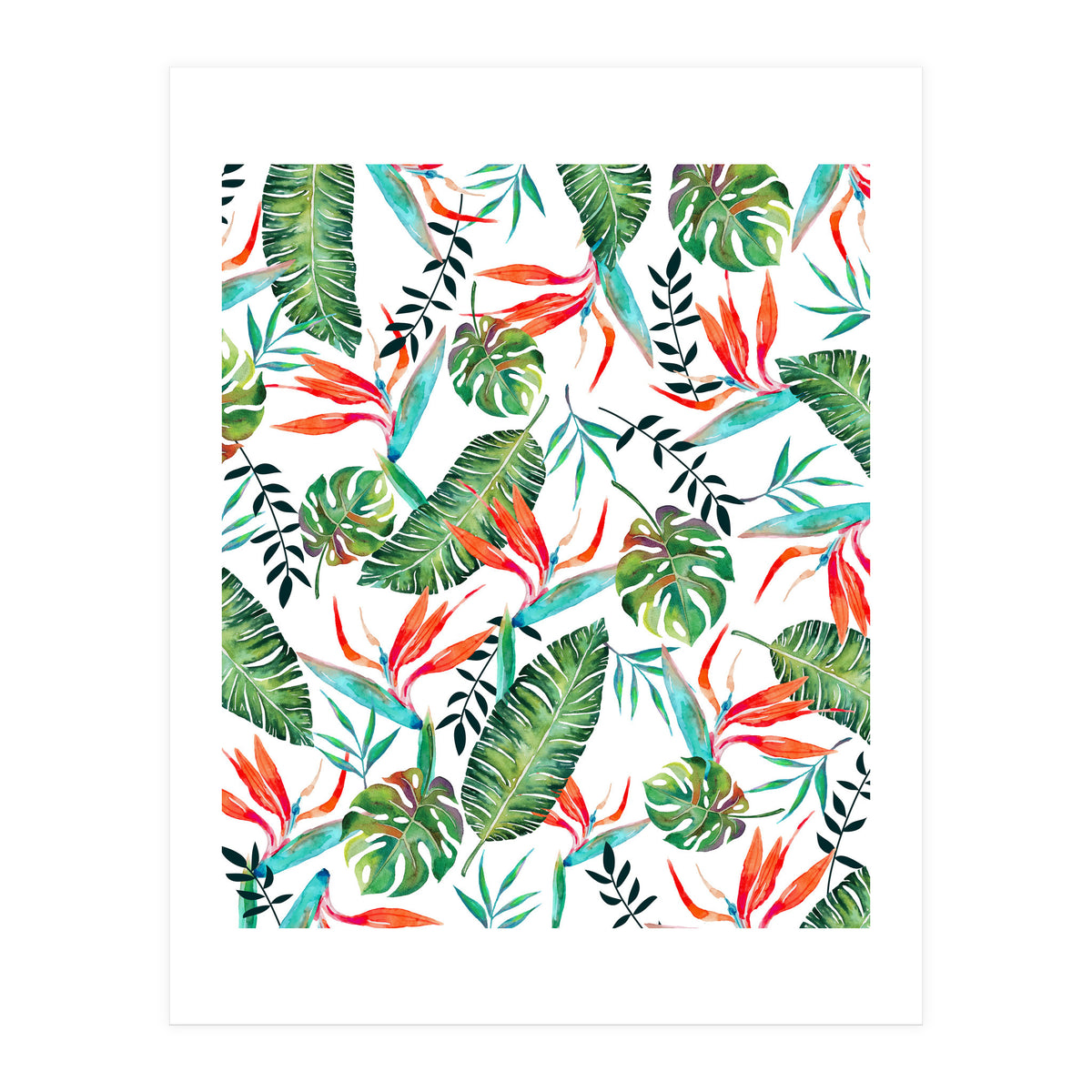 A New Paradise #Bird of paradise painted tropical art & pattern (Print Only)