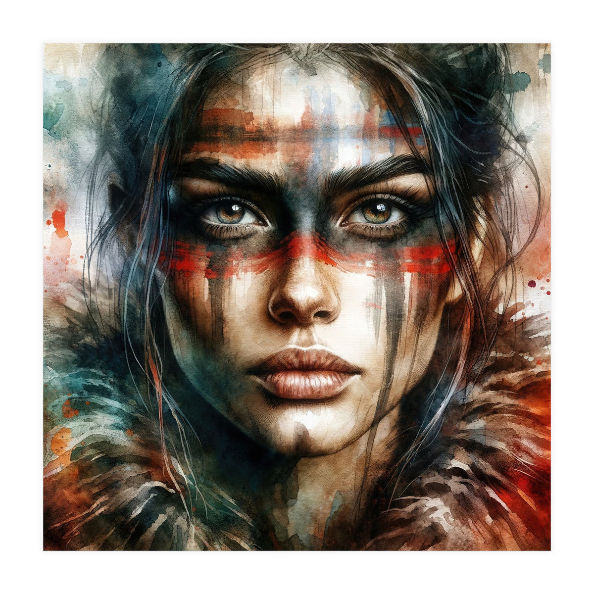 Watercolor Warrior Woman #2 (Print Only)