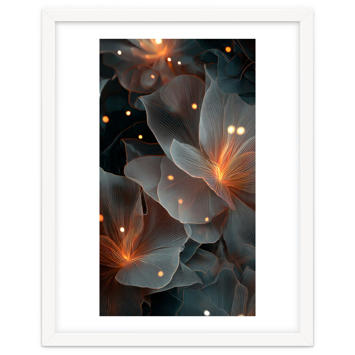 Ethereal Glowing Flora: Abstract Translucent Petals