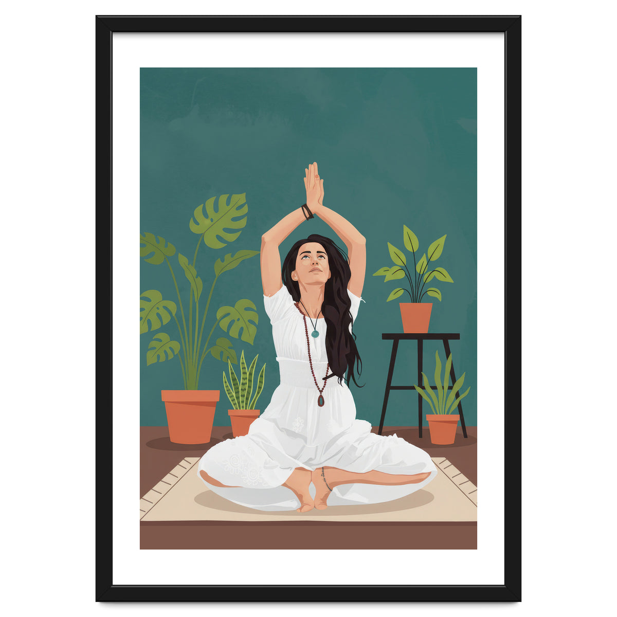 Serene Yoga Pose FitnessIllustration