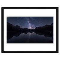 Starlit Reflection: Milky Way Over Mountain Lake