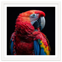 Scarlet Macaw Parrot Close Up Portrait