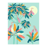 Drawn To The Moon, Stork Heron Flamingo Birds, Tropical Pastel Wildlife Forest Nature, Animals Jungle Bohemian Eclectic Fly (Print Only) thumbnail