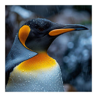 Close Up Of King Penguin In The Rain (Print Only)