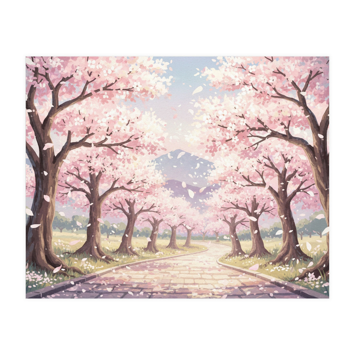 Sakura Path: Serene Cherry Blossom Avenue (Print Only)