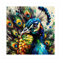 Vibrant Peacock Portrait (Print Only)