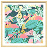Flamingo Tropical, Colorful Modern Bohemian Eclectic Jungle Graphic Design, Blush Forest Gold Floral thumbnail