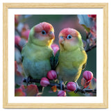 Two Lovebirds On A Branch Surrounded By Berries thumbnail