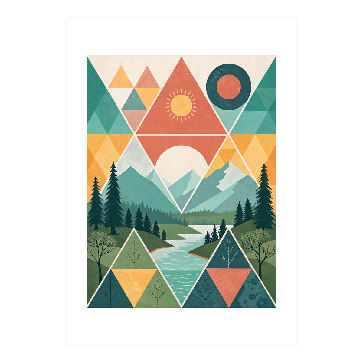 Geometric Convergence: A Mosaic of the Alpine Wilderness (Print Only)