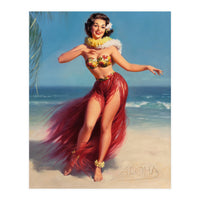 Pinup Girl In Hawaiian Costume (Print Only)