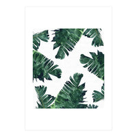 Banana Leaf Watercolor Painting, Tropical Nature Botanical Palm Illustration Bohemian Minimal Luxe (Print Only)