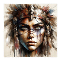 Regal Warrior Woman Watercolor Portrait (Print Only)