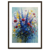 Vibrant Blue Delphinium and Red Rose Heavy Impasto Oil Painting thumbnail