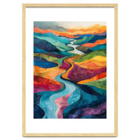 Colorful Abstract River Valley Landscape Art