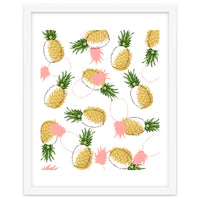 Pineapples & Pine Cones, Eclectic Tropical Nature Illustration, Quirky Fun Fruit Food Graphic Design