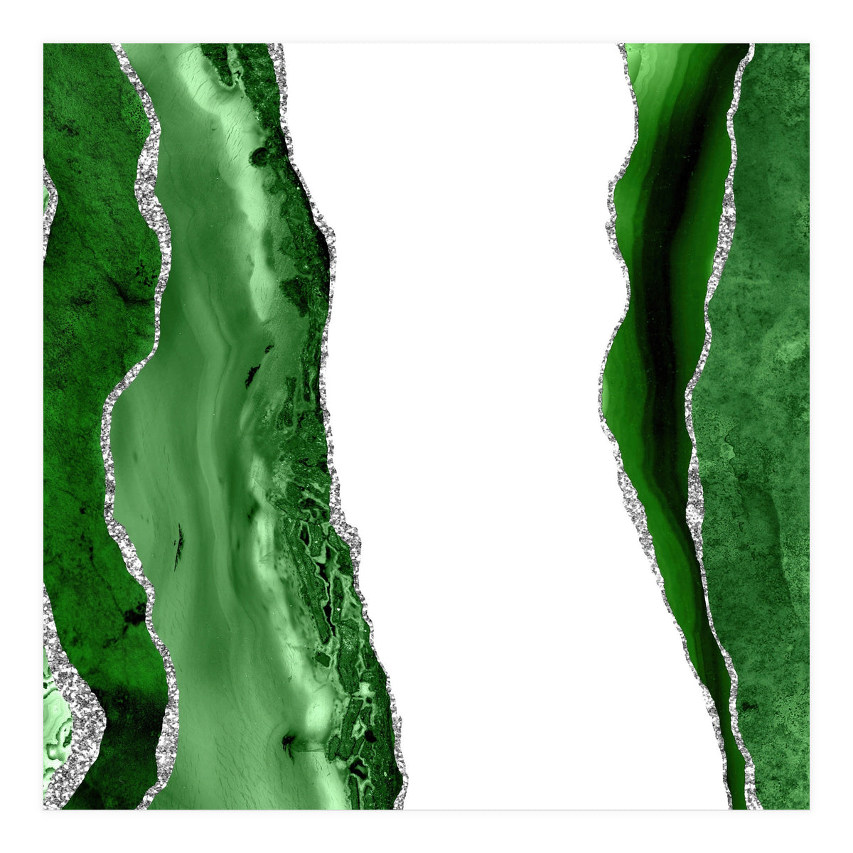 Green & Silver Agate Texture 14  (Print Only)