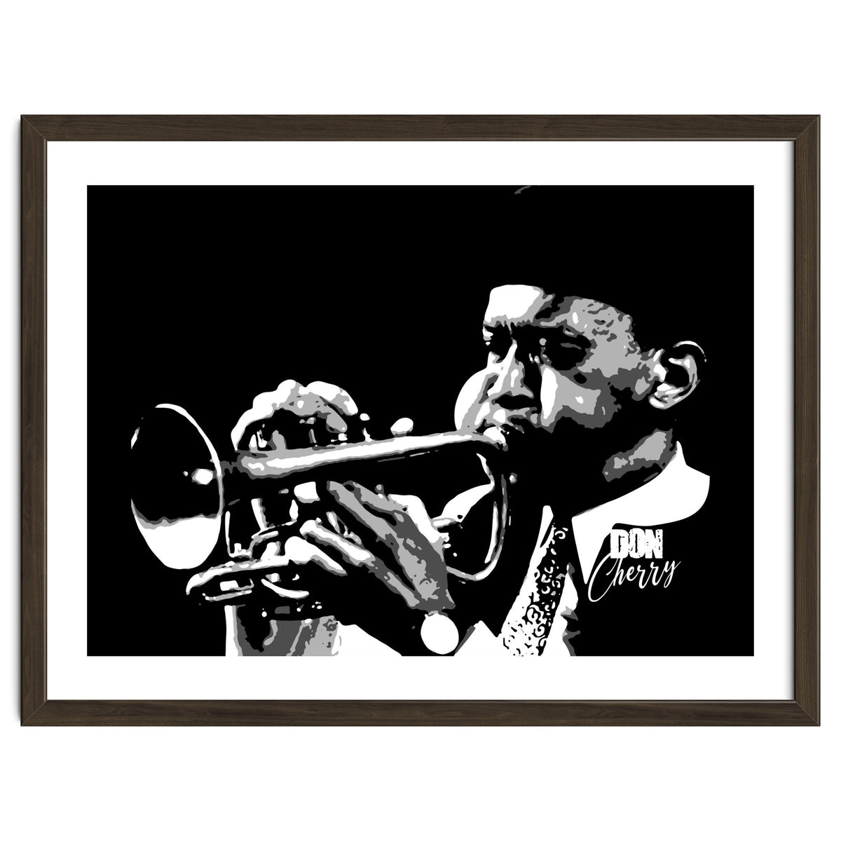 Don Cherry American Jazz Trumpeter in Grayscale