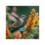 Hummingbird Feeding On Yellow Flowers Nectar (Print Only) thumbnail