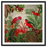 Vintage Rainforest With Tropical Red Parrots thumbnail