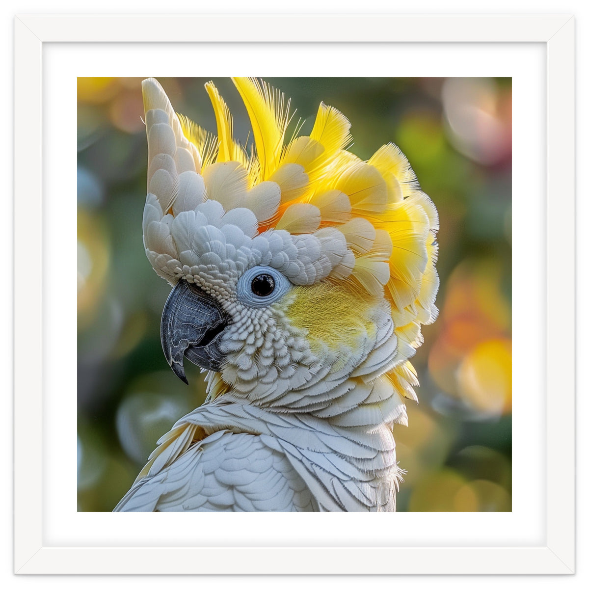 Yellow Crested Cockatoo Bird Close Up Portrait
