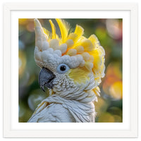 Yellow Crested Cockatoo Bird Close Up Portrait