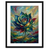 Enchanted Teal and Gold Rose Impasto Oil Painting thumbnail