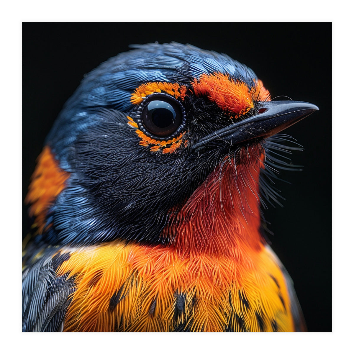 Vibrant Bird With Orange And Blue Plumage (Print Only)