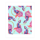 HullaHoops, Eclectic Colorful Fish Graphic Design, Animals Gold Rings Surrealism Quirky (Print Only) thumbnail