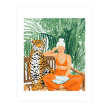 Jungle Vacay | Modern Bohemian Blonde Woman Tropical Travel | Leopard Wildlife Forest Reader (Print Only) thumbnail
