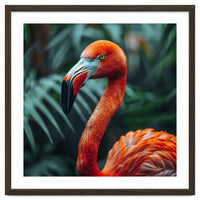 Close Up Of A Vibrant Orange Flamingo Bird