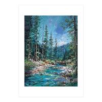 Whispers of the Azure Creek: A Textured Journey (Print Only)