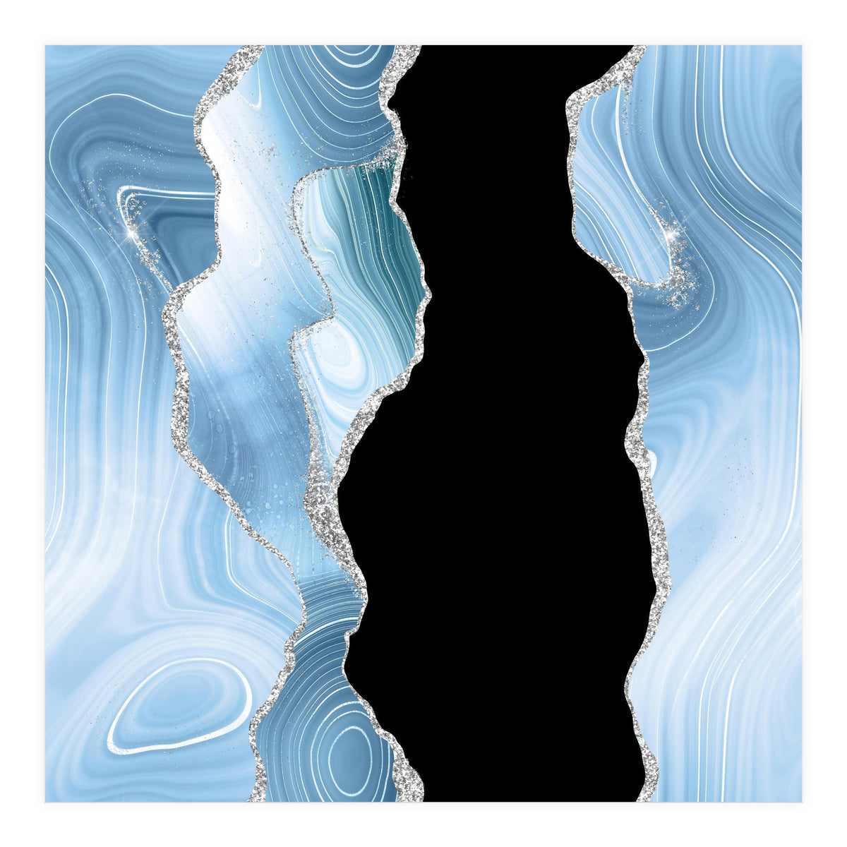 Blue & Silver Agate Glitter Texture 01 (Print Only)