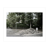 Piled-up rocks under construction on the street (Print Only) thumbnail