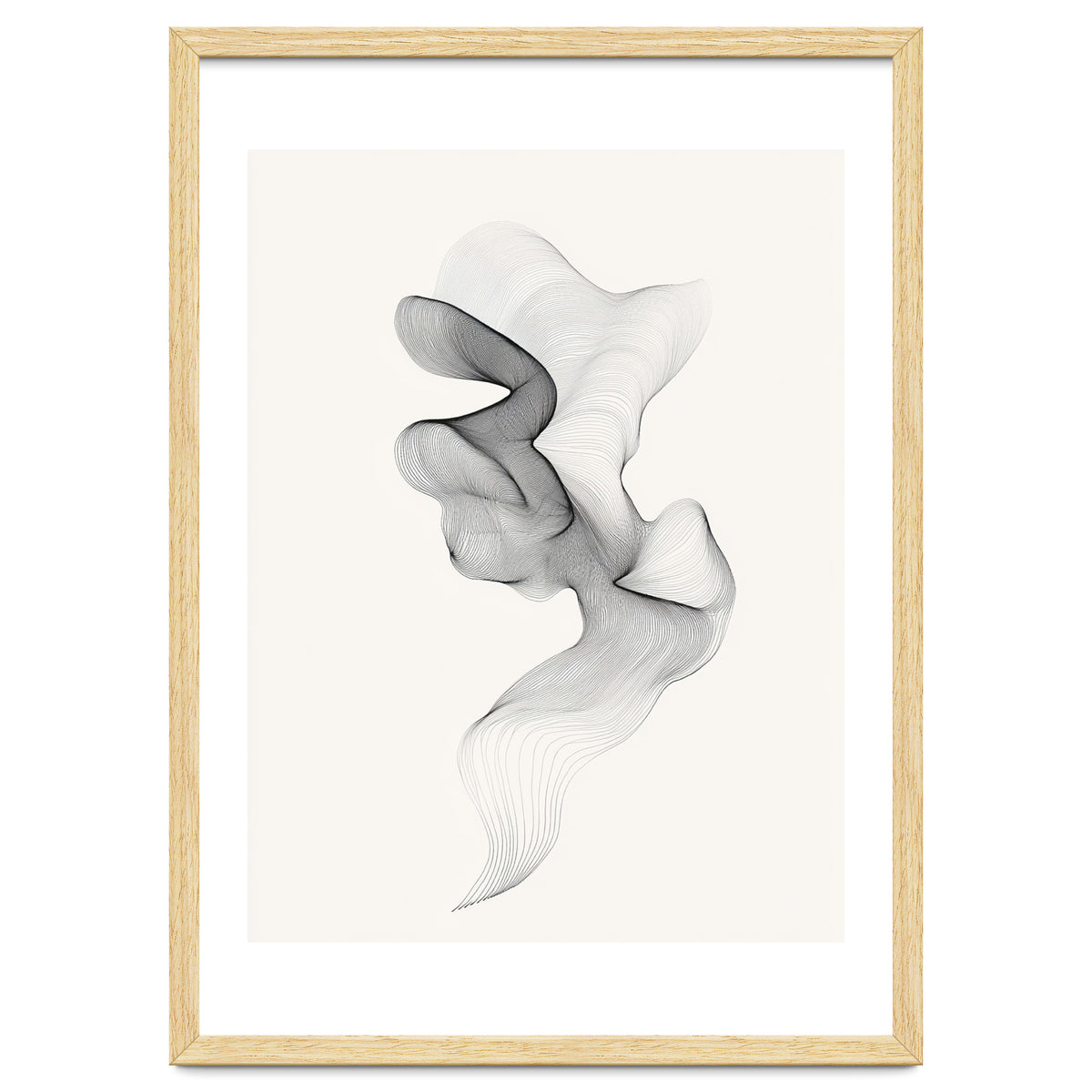 Abstract Black And White Swirling Lines Flowing Form
