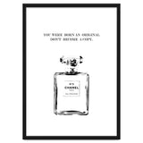 Born Original, Fashion Perfume Bottle Quote Art, Coco Chanel, Chic Decor thumbnail