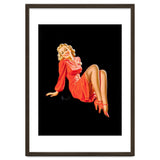 Smiling Pinup Woman Posing In Red Dress thumbnail