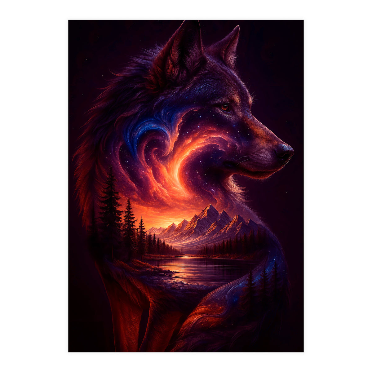 The Nebula Guardian Wolf of the Mountains (Print Only)