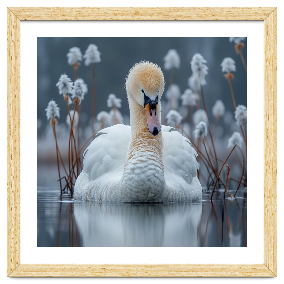 Swan Floating Serene On Calm Water