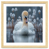 Swan Floating Serene On Calm Water