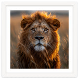 Majestic Lion Face In Golden Hour Sunlight thumbnail