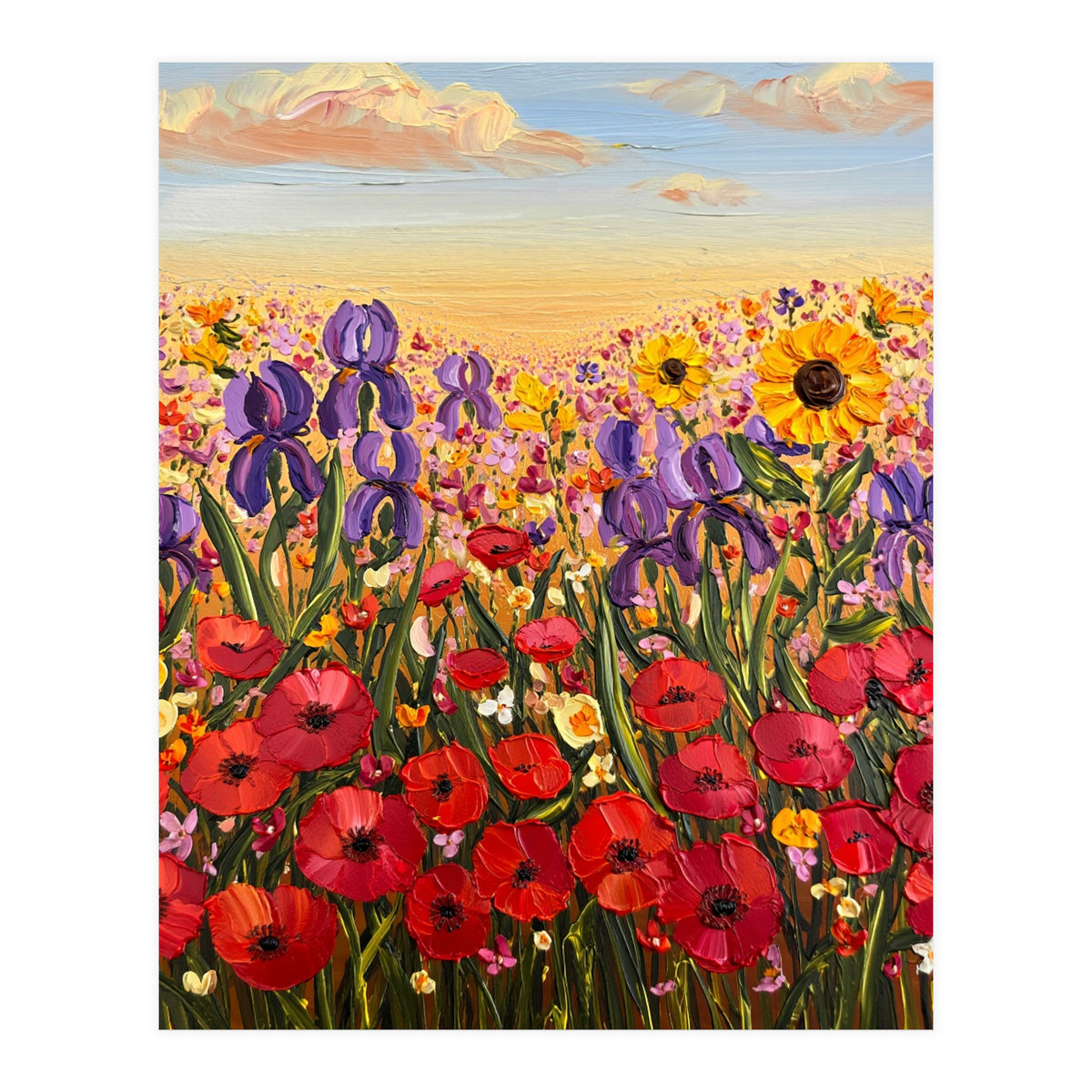 Vibrant Wildflower Field Oil Painting (Print Only)